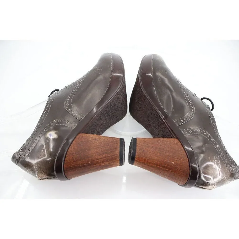 Sanita Betsey Oxford Pump Women's Size 40 9 Grey Patent Block Heel Lace Up Retro